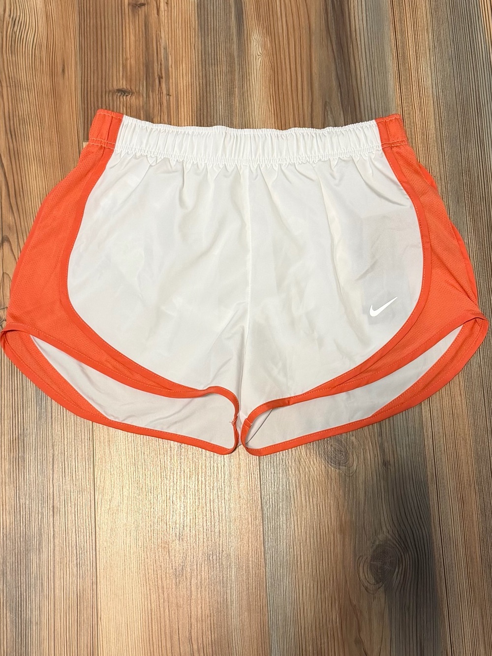 Nike Women's White and Orange Athletic Running Shorts